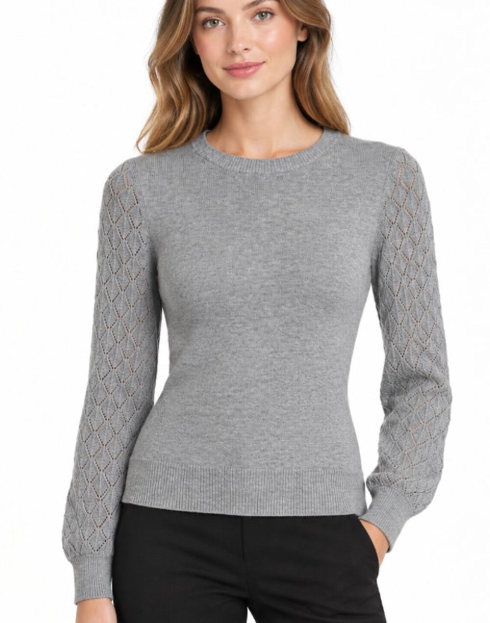 Alashan Cotto Cashmere Sweater Crew Neck Wool Gray Large